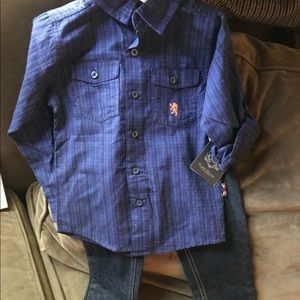 Little boy button up and jeans set